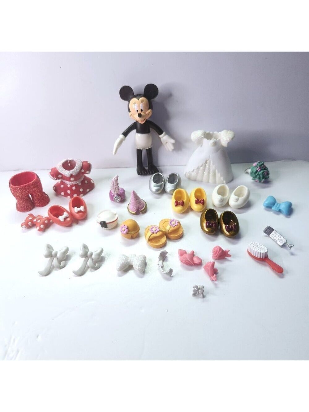 Disney Minnie Mouse Fashion Set Polly Pocket Dress up Lot 33 Individual Pieces